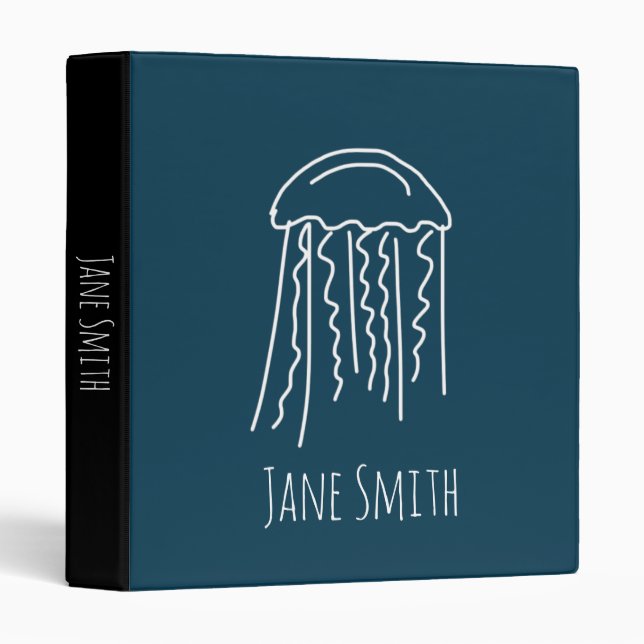 Jellyfish marine life aquatic modern 3 ring binder (Front/Spine)