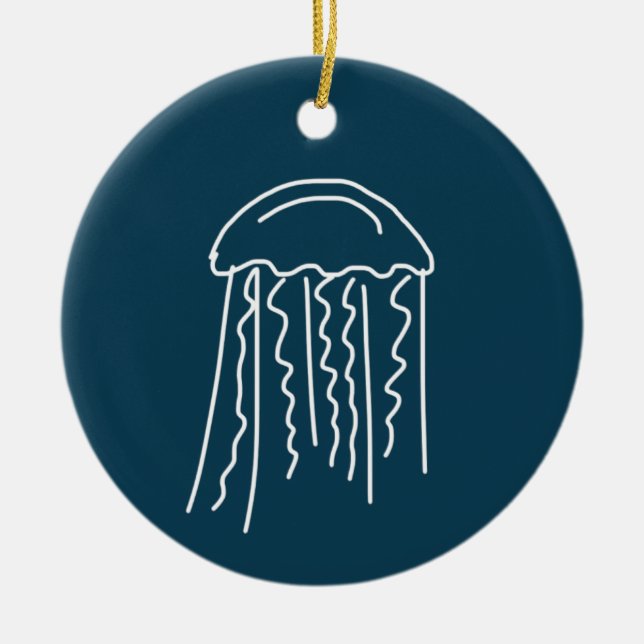 Jellyfish marine life aquatic modern ceramic ornament (Front)