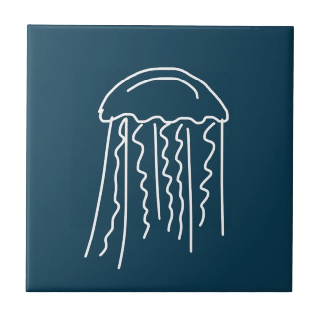 Jellyfish marine life aquatic modern ceramic tile (Front)