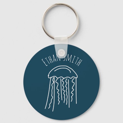 Jellyfish marine life aquatic modern keychain