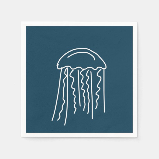 Jellyfish marine life aquatic modern napkins (Front)