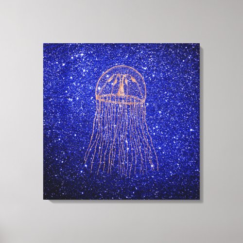 Jellyfish Marine Sea Ocean Life Pink Rose Gold Canvas Print