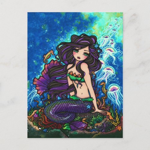 Jellyfish Mermaid Fantasy Marine Art Postcard