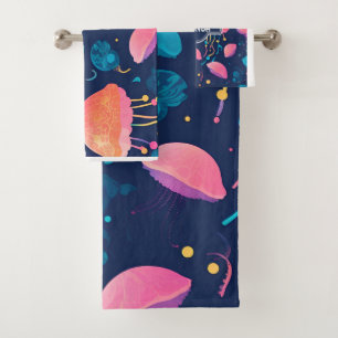 Jellyfish Mosaic Colorful Personalized Pattern Bath Towel Set