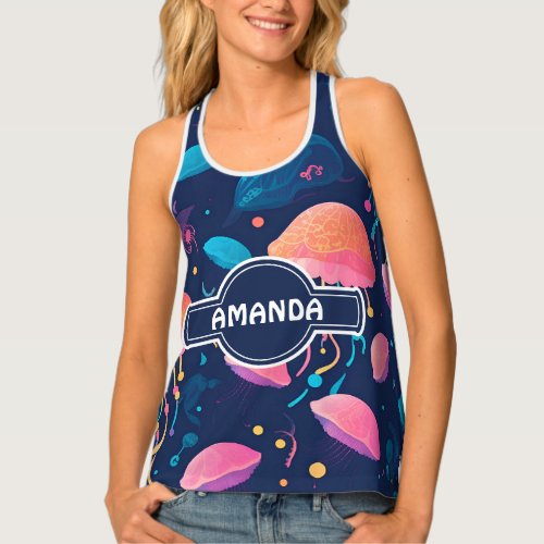 Jellyfish Mosaic Colorful Personalized Pattern Tank Top