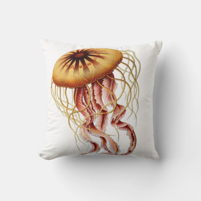 Jellyfish Nautical Beach Decorative Throw Pillow (Front)