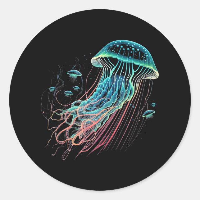Jellyfish Ocean Animal Scuba Diving Jelly Fish Classic Round Sticker (Front)