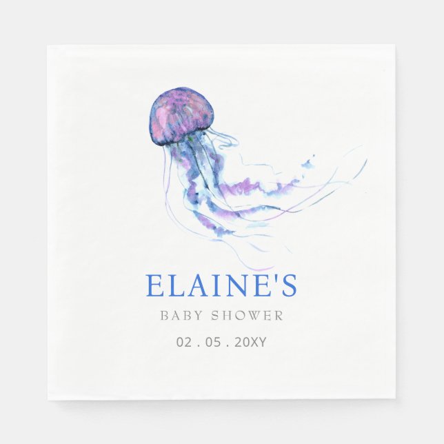 Jellyfish Ocean Beach Under The Sea Baby Shower  Napkins (Front)
