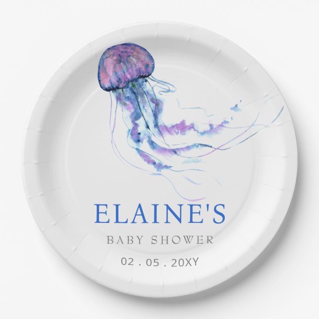 Jellyfish Ocean Beach Under The Sea Baby Shower  Paper Plates (Front)