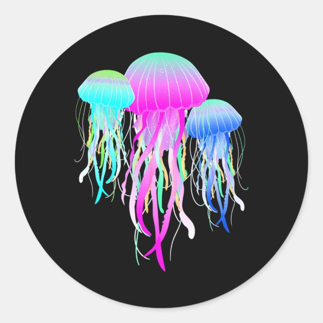 Jellyfish Ocean Decor Jelly Fish Sea Animals Classic Round Sticker (Front)