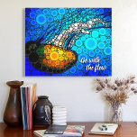 Jellyfish Ocean Go With The Flow Script Colorful Canvas Print<br><div class="desc">“Go with the flow.” Take a lesson from this orange yellow jellyfish floating along in the turquoise blue ocean and let life take its course whenever you gaze at this colorful, inspirational quote, photo art canvas. Makes a great uplifting and inspirational gift! You can easily personalize this canvas wall art...</div>