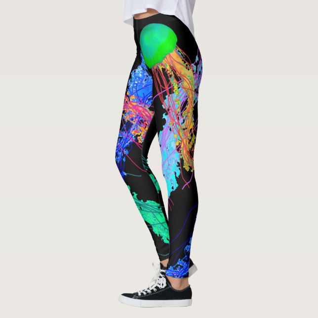 Jellyfish on Black - Leggings (Left)