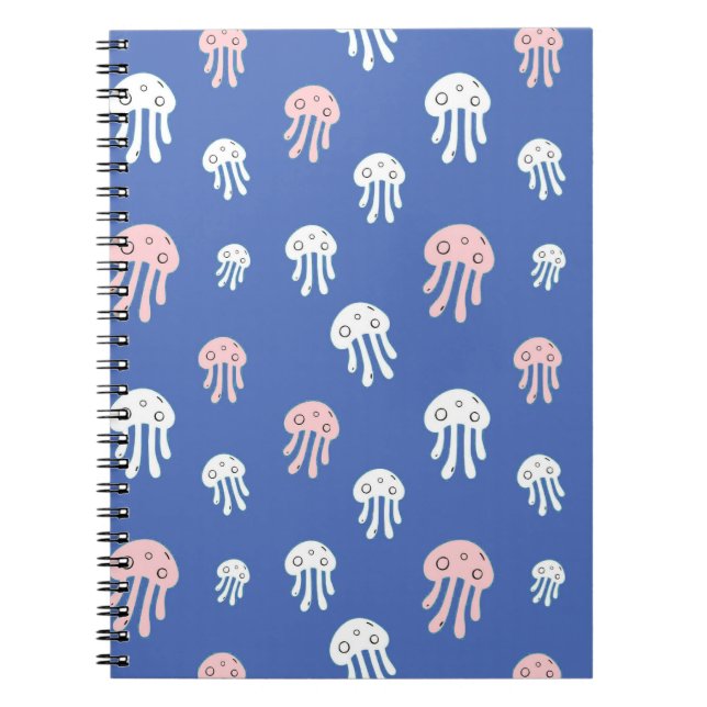 Jellyfish on Blue Background Notebook (Front)