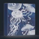 Jellyfish on Navy Background 3 Ring Binder<br><div class="desc">Jellyfish on Navy Background Artist: Grace Popp</div>