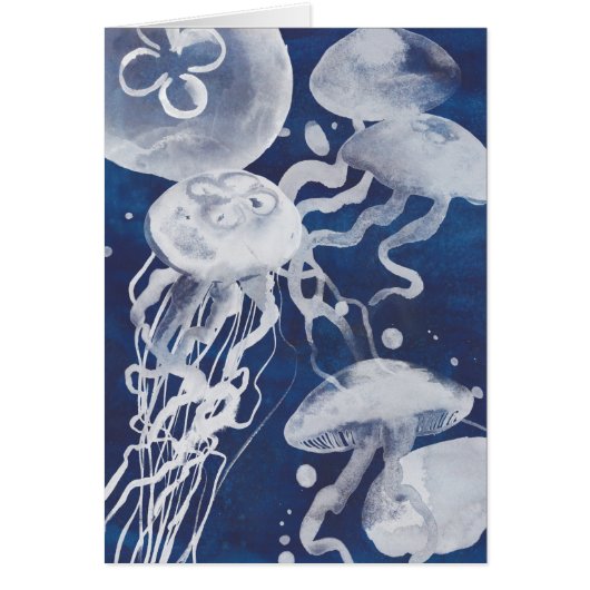 Jellyfish on Navy Background Cards (Front)