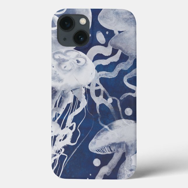Jellyfish on Navy Background Case-Mate iPhone Case (Back)