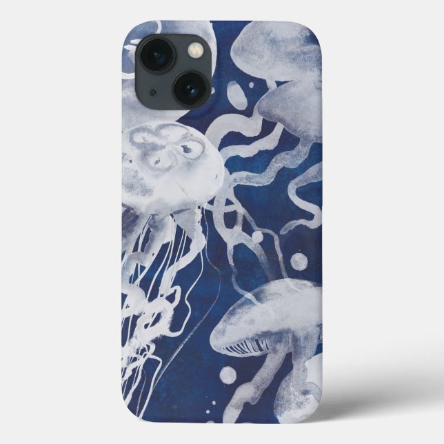 Jellyfish on Navy Background Case-Mate iPhone Case (Back)