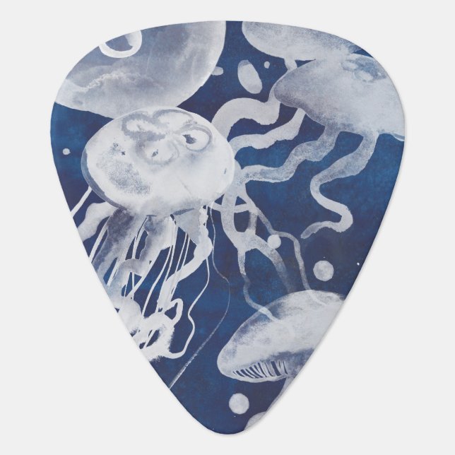 Jellyfish on Navy Background Guitar Pick (Front)