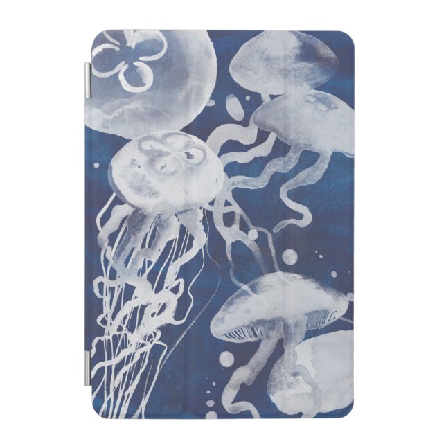 Jellyfish on Navy Background iPad Mini Cover (Front)