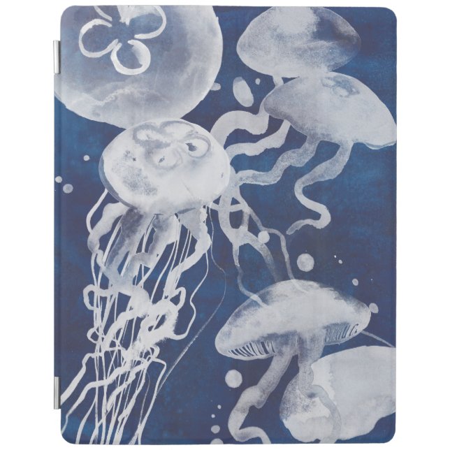 Jellyfish on Navy Background iPad Smart Cover (Front)