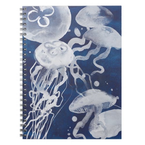 Jellyfish on Navy Background Notebook