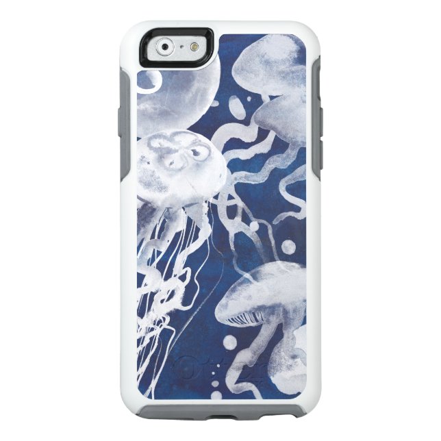 Jellyfish on Navy Background Otterbox iPhone Case (Back)