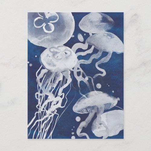 Jellyfish on Navy Background Postcard