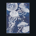 Jellyfish on Navy Background Postcard<br><div class="desc">Jellyfish on Navy Background Artist: Grace Popp</div>