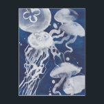 Jellyfish on Navy Background Postcard<br><div class="desc">Jellyfish on Navy Background Artist: Grace Popp</div>