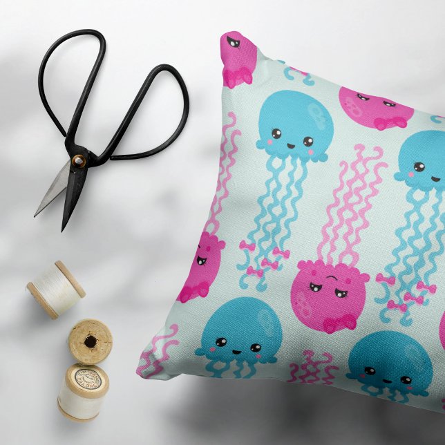 Jellyfish Pattern, Cute Jellyfish, Sea Animals Accent Pillow (Creator Uploaded)