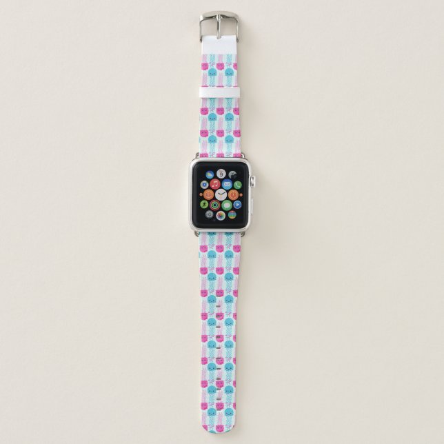 Jellyfish Pattern, Cute Jellyfish, Sea Animals Apple Watch Band (Front)