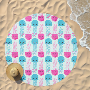 Jellyfish Pattern, Cute Jellyfish, Sea Animals Beach Towel