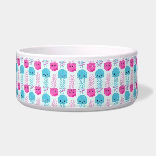 Jellyfish Pattern, Cute Jellyfish, Sea Animals Bowl (Front)