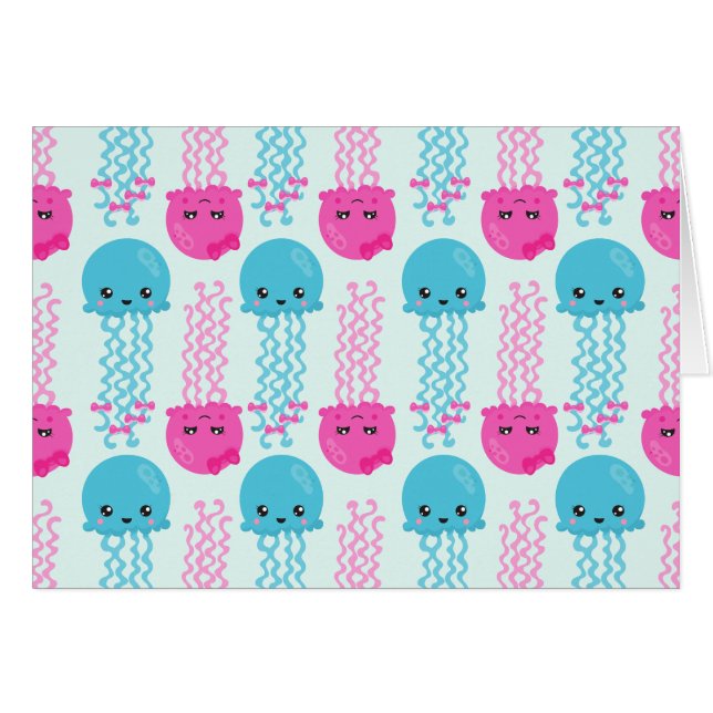 Jellyfish Pattern, Cute Jellyfish, Sea Animals Cards (Front Horizontal)