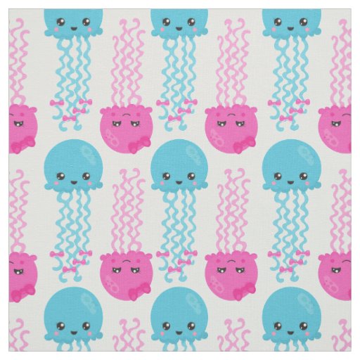 Jellyfish Pattern, Cute Jellyfish, Sea Animals Fabric