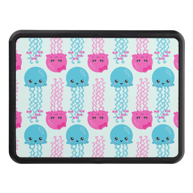 Jellyfish Pattern, Cute Jellyfish, Sea Animals Hitch Cover (Front)