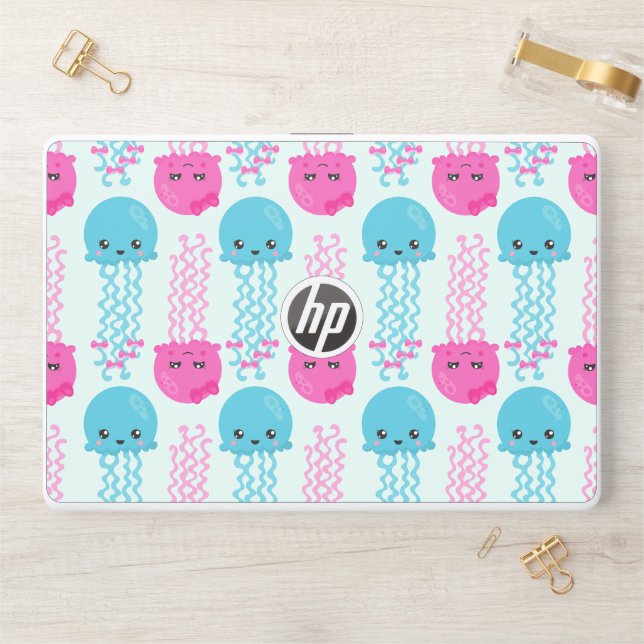 Jellyfish Pattern, Cute Jellyfish, Sea Animals HP Laptop Skin (Desk)