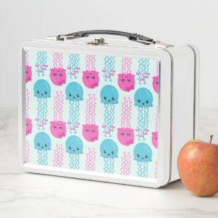 Jellyfish Pattern, Cute Jellyfish, Sea Animals Metal Lunch Box