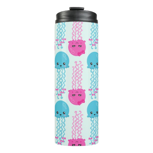 Jellyfish Pattern, Cute Jellyfish, Sea Animals Thermal Tumbler (Front)