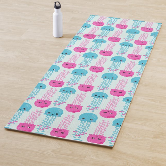 Jellyfish Pattern, Cute Jellyfish, Sea Animals Yoga Mat (In Situ)