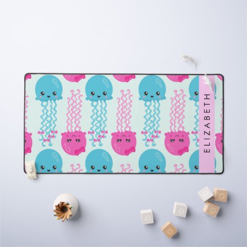 Jellyfish Pattern Cute Jellyfish Sea Your Name Desk Mat