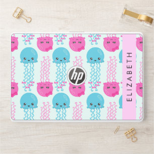 Jellyfish Pattern, Cute Jellyfish, Sea, Your Name HP Laptop Skin