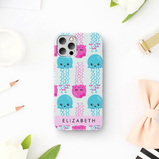 Jellyfish Pattern, Cute Jellyfish, Sea, Your Name iPhone Case (Creator Uploaded)
