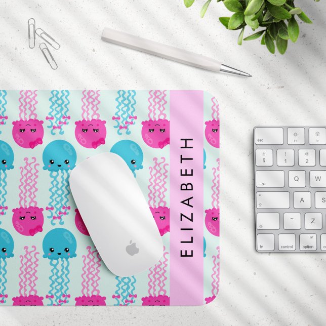 Jellyfish Pattern, Cute Jellyfish, Sea, Your Name Mouse Pad (Creator Uploaded)