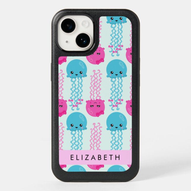 Jellyfish Pattern, Cute Jellyfish, Sea, Your Name Otterbox iPhone Case (Back)