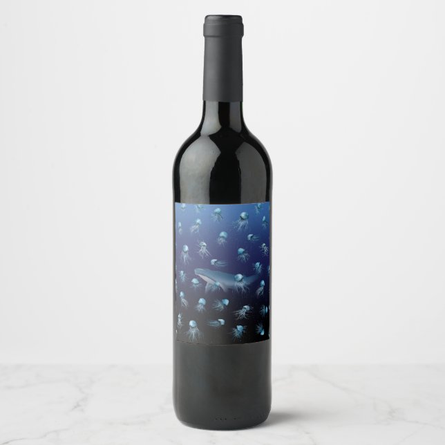 JELLYFISH Pattern Wine Label (Front)