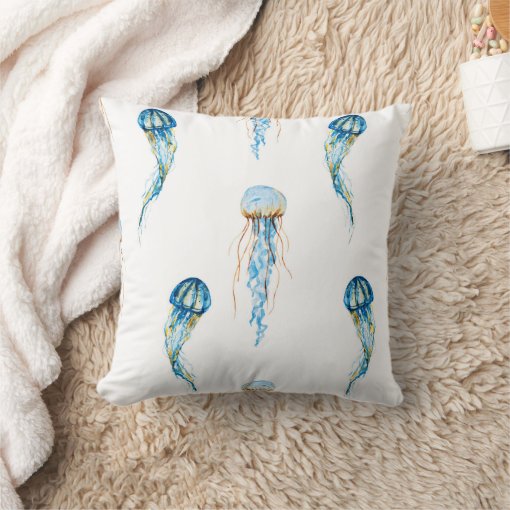 Jellyfish pillow (White) | Zazzle