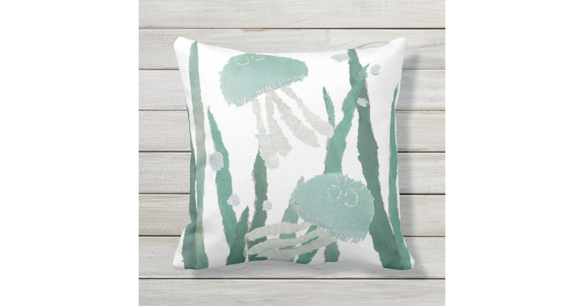 Jellyfish Seaweeds Ocean Beach Theme Outdoor Pillow Zazzle Com Jellyfish Seaweeds Ocean Beach Theme, Beach Themed Outdoor Pillows