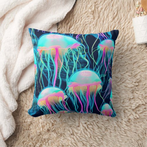 Jellyfish Serenade Throw Pillow