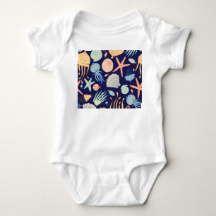 Jellyfish Shells Fish Algae Pattern Baby Bodysuit